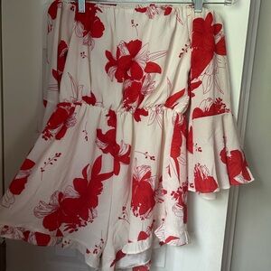 SHEIN Floral Red and White Women's Jumper (Shorts)